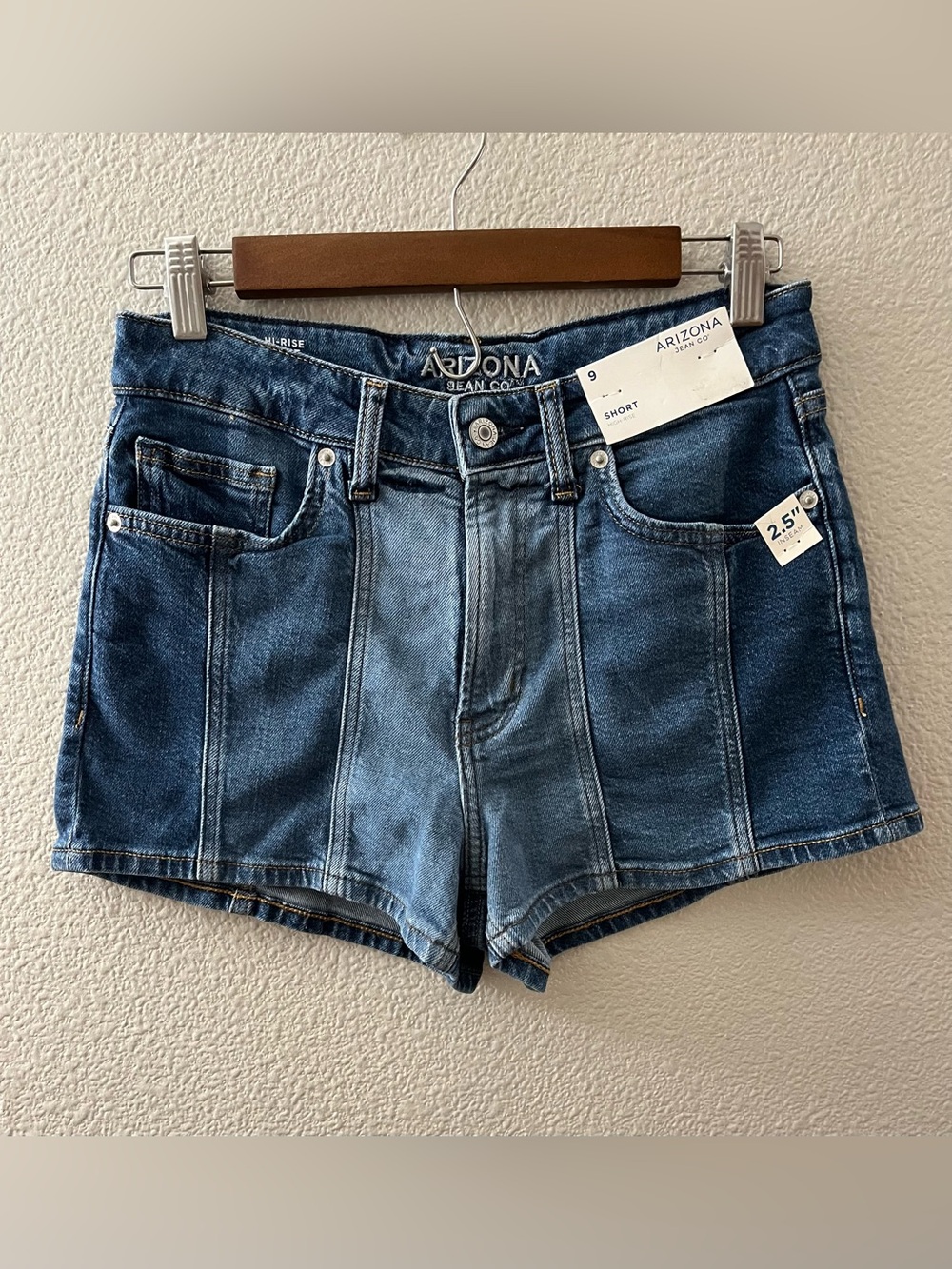 Arizona High Rise Colorblock Shortie Shorts Cotton Tencel Size 9